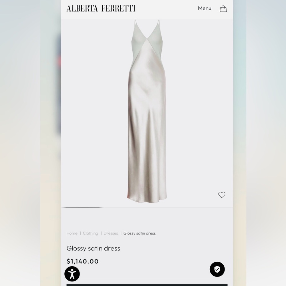 Alberta Ferretti Glossy Satin Maxi Slip Dress size 4 Silver Chrome - Picture 2 of 14